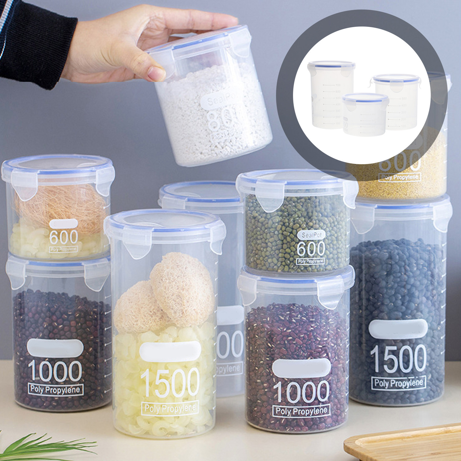 Food Storage Containers - 6 Potes Herméticos de Armazenamento, Recipientes